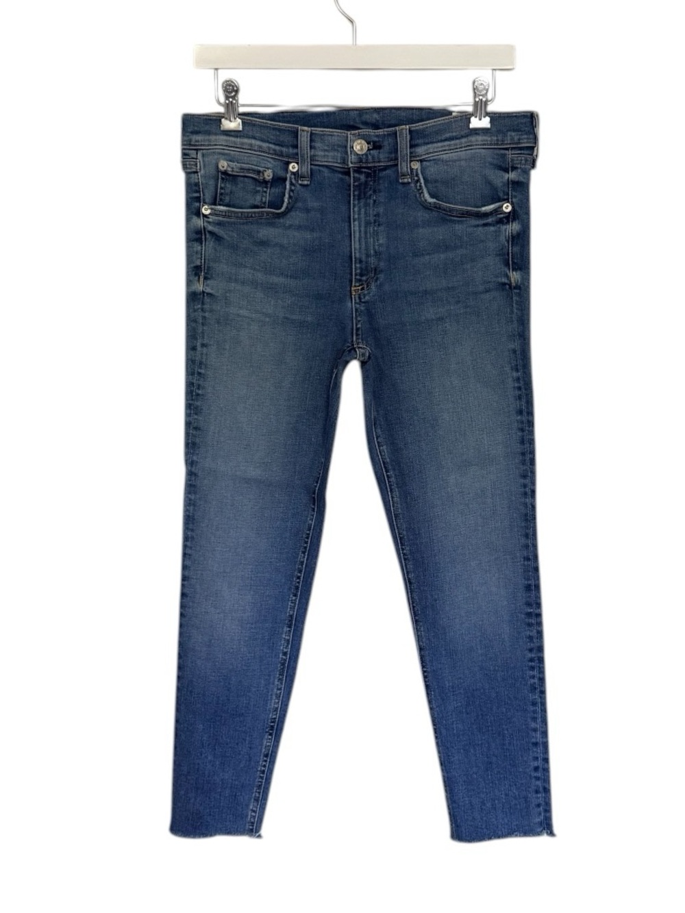 RAG & BONE MID RISE SKINNY CROP Women’s Raw Hem Stretch Denim Jeans Size 30